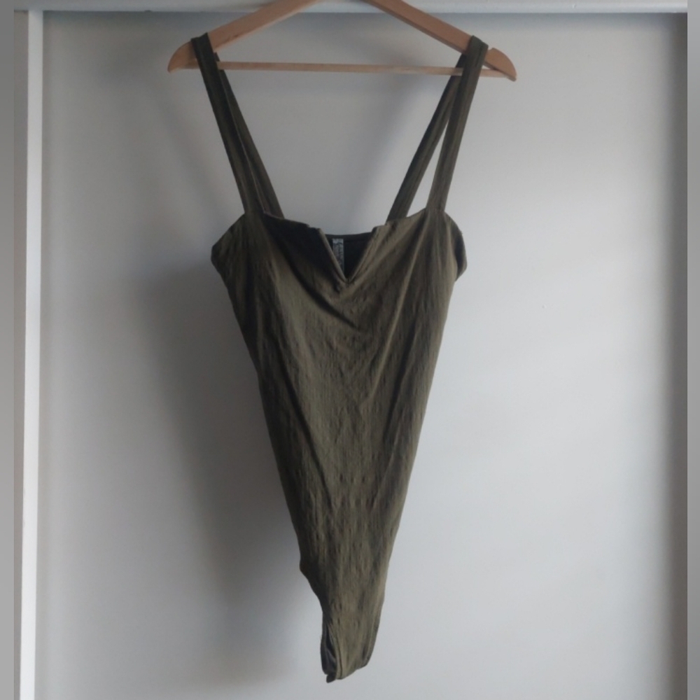 Free People Intimately Free Green Thong Bodysuit Large
